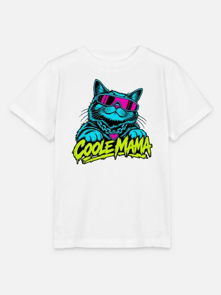 Coole Mama Katze Neon-Grafik - Stanley/Stella Kinder T-Shirt MINI CREATOR - Weiß