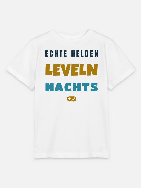 Echte Helden leveln nachts Gamer Spruch - Stanley/Stella Kinder T-Shirt MINI CREATOR - Weiß