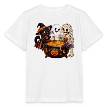Fröhliche Halloween Runde - Spaß am Hexenkessel - Stanley/Stella Kinder T-Shirt MINI CREATOR  - Weiß - Vorne - Maike (125cm)