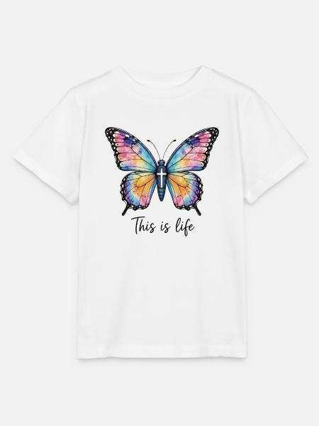 Schmetterling Kreuz Christlicher Spruch - Stanley/Stella Kinder T-Shirt MINI CREATOR - Weiß