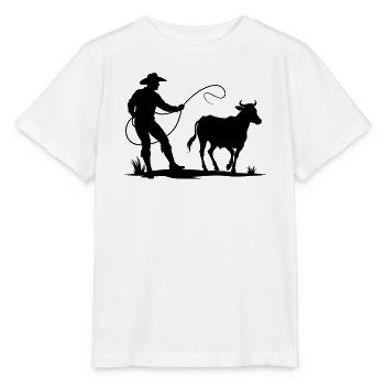 Cowboy-Fangkuh - Stanley/Stella Kinder T-Shirt MINI CREATOR  - Weiß - Vorne - Maike (125cm)