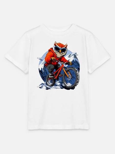 Eulen Mountainbiker / Bike Eule - Stanley/Stella Kinder T-Shirt MINI CREATOR - Weiß
