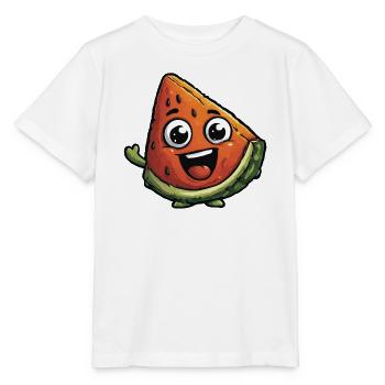 Lachende Wassermelonenscheibe - Stanley/Stella Kinder T-Shirt MINI CREATOR  - Weiß - Vorne - Maike (125cm)