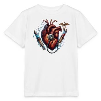 Herzfrequenz Kunst: Stethoskop Nadeln - Stanley/Stella Kinder T-Shirt MINI CREATOR  - Weiß - Vorne - Maike (125cm)