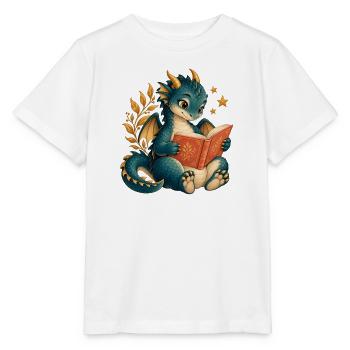 Book Dragon – Fantasy und Lesen - Stanley/Stella Kinder T-Shirt MINI CREATOR  - Weiß - Vorne - Maike (125cm)