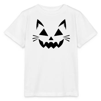 Halloween Katze – Spooky Cat Face - Stanley/Stella Kinder T-Shirt MINI CREATOR  - Weiß - Vorne - Maike (125cm)