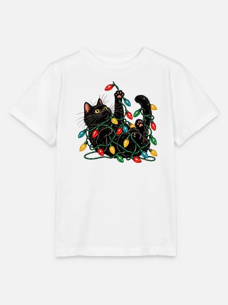 Katze mit Lichterketten - Stanley/Stella Kinder T-Shirt MINI CREATOR - Weiß