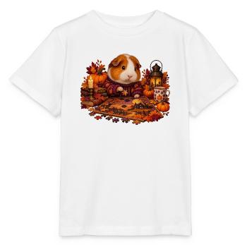 Meerschweinchen legt ein Herbstpuzzle - Stanley/Stella Kinder T-Shirt MINI CREATOR  - Weiß - Vorne - Maike (125cm)
