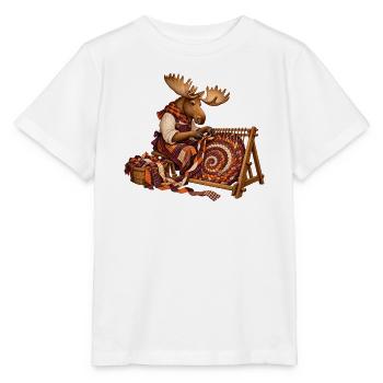 Elch webt einen geflochtenen Flickenteppich - Stanley/Stella Kinder T-Shirt MINI CREATOR  - Weiß - Vorne - Maike (125cm)