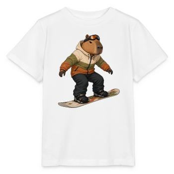 Capybara beim Snowboarding - Stanley/Stella Kinder T-Shirt MINI CREATOR  - Weiß - Vorne - Maike (125cm)