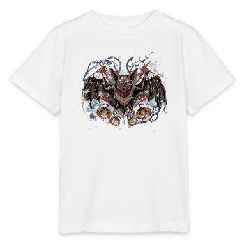 Schnee-Nachtfledermaus mit Jack-o'-Lanterns - Stanley/Stella Kinder T-Shirt MINI CREATOR  - Weiß - Vorne - Maike (125cm)