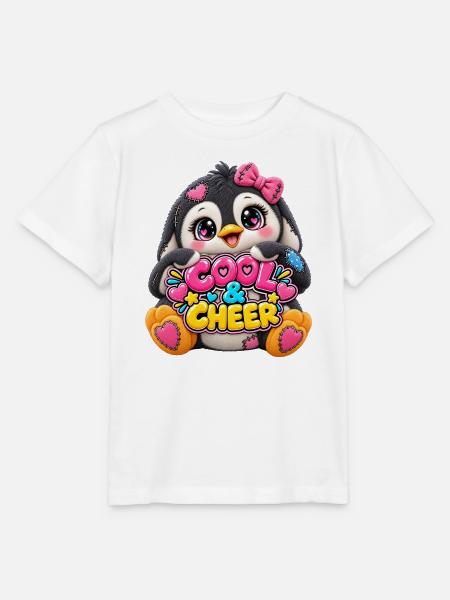 Cool & Cheer Patchwork-Pinguin mit Herzen - Stanley/Stella Kinder T-Shirt MINI CREATOR - Weiß