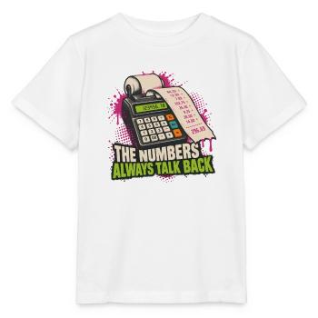 Zahlen reden zurück: Taschenrechner-Print - Stanley/Stella Kinder T-Shirt MINI CREATOR  - Weiß - Vorne - Maike (125cm)