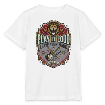 Rock And Roll Lew Music Retro-Gitarre - Stanley/Stella Kinder T-Shirt MINI CREATOR  - Weiß - Vorne - Maike (125cm)