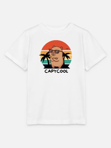 Capycool – Cooles Capybara im Retro Sunset - Stanley/Stella Kinder T-Shirt MINI CREATOR - Weiß