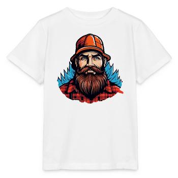 Lumberjack mit rotem Flanell - Stanley/Stella Kinder T-Shirt MINI CREATOR  - Weiß - Vorne - Maike (125cm)