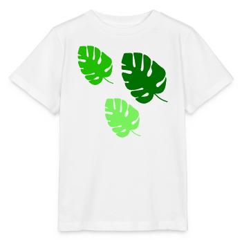 Monstera Blätter Trio Design - Stanley/Stella Kinder T-Shirt MINI CREATOR  - Weiß - Vorne - Maike (125cm)