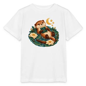 Otter Reader am Teich - Stanley/Stella Kinder T-Shirt MINI CREATOR  - Weiß - Vorne - Maike (125cm)