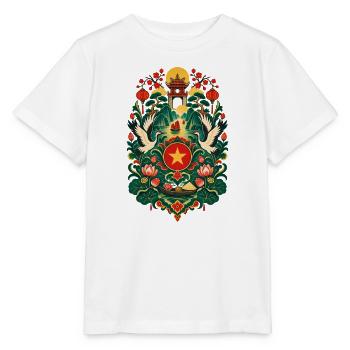 Vietnam | Lotus, Kraniche & Laternen - Stanley/Stella Kinder T-Shirt MINI CREATOR  - Weiß - Vorne - Maike (125cm)