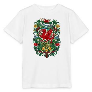 Wales | Drache, Lauch & Narzissen - Stanley/Stella Kinder T-Shirt MINI CREATOR  - Weiß - Vorne - Maike (125cm)