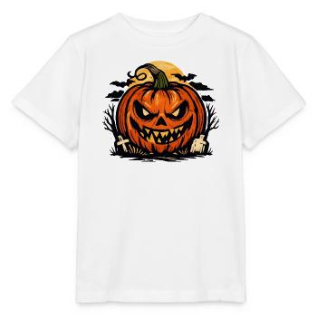 Grimmiger Halloween Kürbis - Stanley/Stella Kinder T-Shirt MINI CREATOR  - Weiß - Vorne - Maike (125cm)