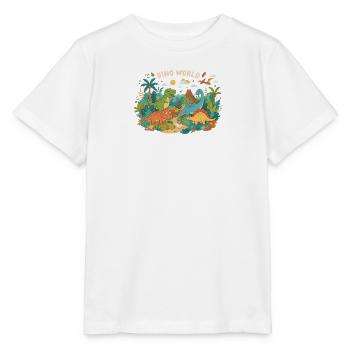 Dino Welt: bunte Urzeit-Szene - Stanley/Stella Kinder T-Shirt MINI CREATOR  - Weiß - Vorne - Maike (125cm)