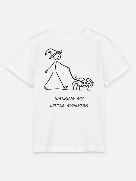 Walking My Little Monster - Stanley/Stella Kinder T-Shirt MINI CREATOR - Weiß