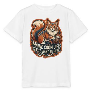 Maine Coon Cat Big Fluffy Yarn - Stanley/Stella Kinder T-Shirt MINI CREATOR  - Weiß - Vorne - Maike (125cm)