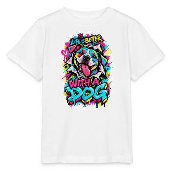 Leben Besser Mit Hund Graffiti - Stanley/Stella Kinder T-Shirt MINI CREATOR  - Weiß - Vorne - Maike (125cm)