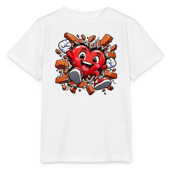 Herzzerreißende Graffiti-Wand: Liebe bricht durch - Stanley/Stella Kinder T-Shirt MINI CREATOR  - Weiß - Vorne - Maike (125cm)