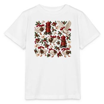 Gänse im Weihnachtspostmuster - Stanley/Stella Kinder T-Shirt MINI CREATOR  - Weiß - Vorne - Maike (125cm)