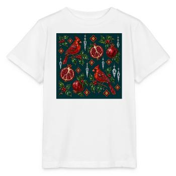 Crimson Cardinal Holiday Mosaik - Stanley/Stella Kinder T-Shirt MINI CREATOR  - Weiß - Vorne - Maike (125cm)