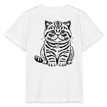 Britisch Kurzhaar Katze Tigerkatze Katzenshirt  - Stanley/Stella Kinder T-Shirt MINI CREATOR  - Weiß - Vorne - Maike (125cm)