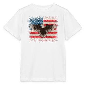 Weißkopfseeadler USA Flagge Amerikanischer Adler  - Stanley/Stella Kinder T-Shirt MINI CREATOR  - Weiß - Vorne - Maike (125cm)