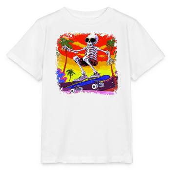 Skelett Skateboarder - Totenkopf - Stanley/Stella Kinder T-Shirt MINI CREATOR  - Weiß - Vorne - Maike (125cm)
