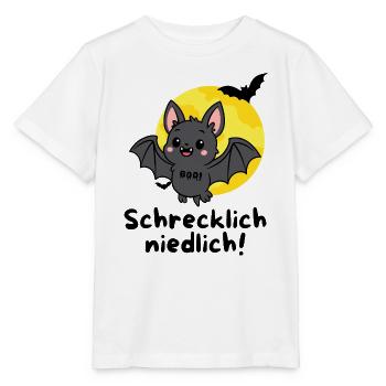 Schrecklich Niedlich – Süße Halloween Fledermaus - Stanley/Stella Kinder T-Shirt MINI CREATOR  - Weiß - Vorne - Maike (125cm)