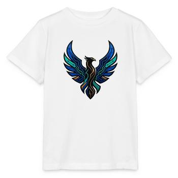 Cyber Phönix Gaming Logo Tech Adler Wappen - Stanley/Stella Kinder T-Shirt MINI CREATOR  - Weiß - Vorne - Maike (125cm)