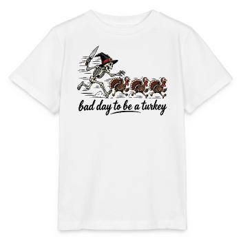 Schlechter Tag, um ein Truthahn zu sein Lustiges Thanksgiving-Hallowee - Stanley/Stella Kinder T-Shirt MINI CREATOR  - Weiß - Vorne - Maike (125cm)