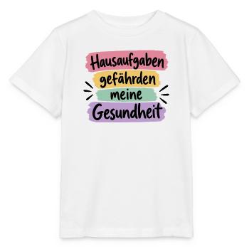 Hausaufgaben gefährden meine Gesundheit - Schüler - Stanley/Stella Kinder T-Shirt MINI CREATOR  - Weiß - Vorne - Maike (125cm)