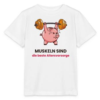 Muskelpig: Kraft als Altersvorsorge - Stanley/Stella Kinder T-Shirt MINI CREATOR  - Weiß - Vorne - Maike (125cm)