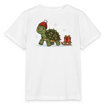 Weihnachts-Schildkröte mit Lichterkette - Stanley/Stella Kinder T-Shirt MINI CREATOR  - Weiß - Vorne - Maike (125cm)