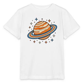 Planet Saturn mit Ringen und Sternen Vektor Shirt - Stanley/Stella Kinder T-Shirt MINI CREATOR  - Weiß - Vorne - Maike (125cm)