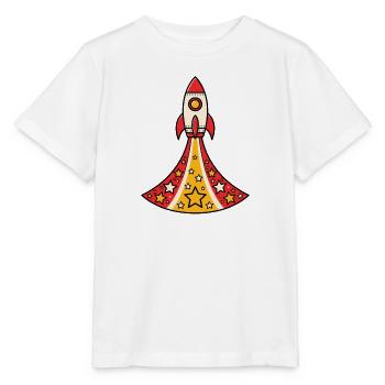 Rakete startet nach oben mit Sternen Vektor Shirt - Stanley/Stella Kinder T-Shirt MINI CREATOR  - Weiß - Vorne - Maike (125cm)