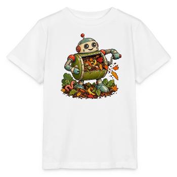 Herbstroboter mit Falllaub - Stanley/Stella Kinder T-Shirt MINI CREATOR  - Weiß - Vorne - Maike (125cm)