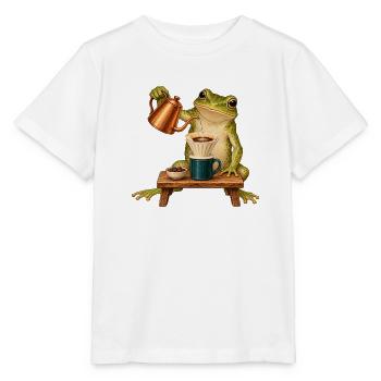 Frosch brüht Filterkaffee - Stanley/Stella Kinder T-Shirt MINI CREATOR  - Weiß - Vorne - Maike (125cm)