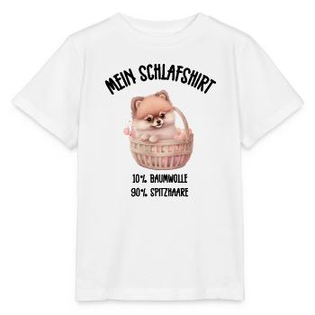 Zwergspitz Korb Herzen Schlafshirt - Stanley/Stella Kinder T-Shirt MINI CREATOR  - Weiß - Vorne - Maike (125cm)