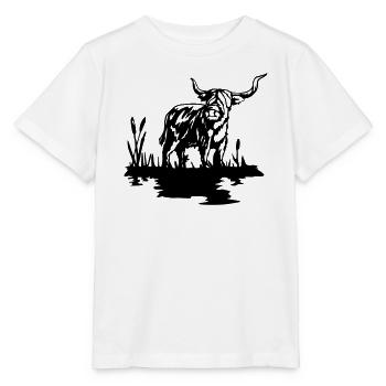 Schwarzes schottisches Highlander-Design - Stanley/Stella Kinder T-Shirt MINI CREATOR  - Weiß - Vorne - Maike (125cm)