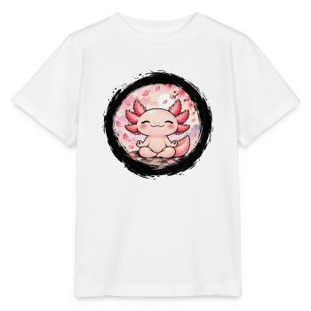 Relaxolotl – Meditierendes Axolotl im Lotussitz - Stanley/Stella Kinder T-Shirt MINI CREATOR  - Weiß - Vorne - Maike (125cm)
