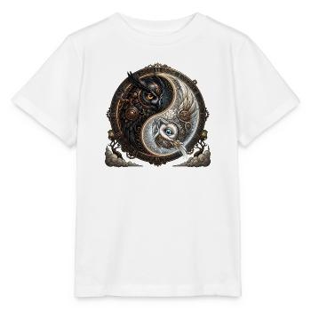 Steampunk Yin Yang Eule - Stanley/Stella Kinder T-Shirt MINI CREATOR  - Weiß - Vorne - Maike (125cm)