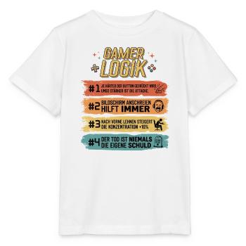 Gamer Logik Lustige Zocker Sprüche Retro - Stanley/Stella Kinder T-Shirt MINI CREATOR  - Weiß - Vorne - Maike (125cm)